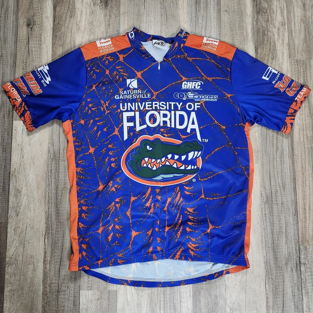 Vintage Florida Gators Jersey Mens Blue Orange NCAA Cycling Louis Garneau 2000